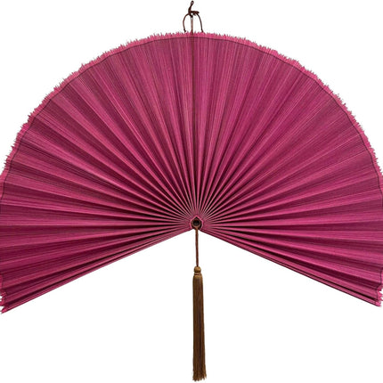 48-Inch Pink Bamboo Decorative Folding Fan Wall Art