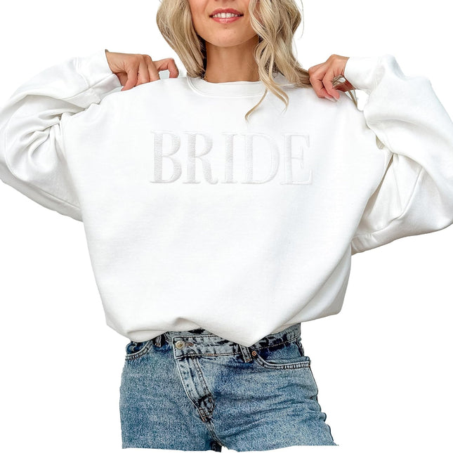 Bride Crewneck Sweatshirt - Engagement and Wedding Gift, White