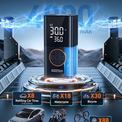 150 PSI Cordless Portable Tire Inflator with Digital Display and LED Light
