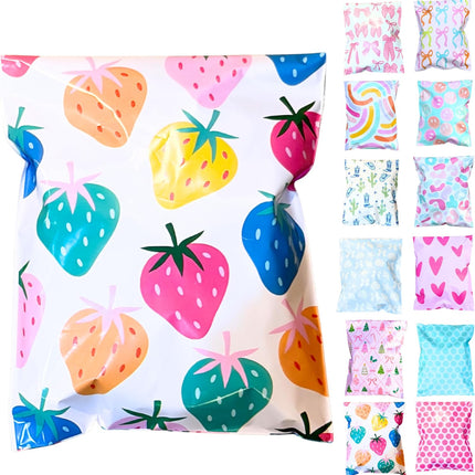14.5x19 Colorful and Stylish 50 Pack Poly Mailer Bags with Unique Designs