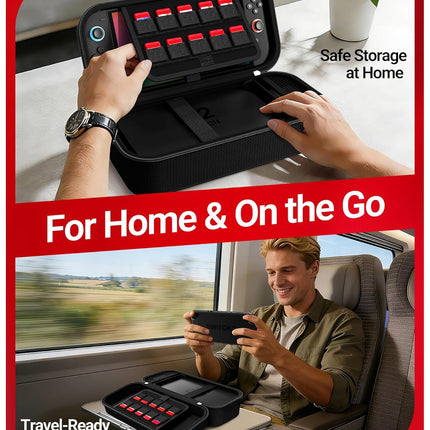 Large Capacity Black Travel Case for Switch 2/Switch/OLED