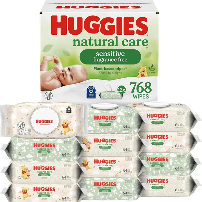 Huggies Natural Care Sensitive Baby Wipes — Hypoallergenic, 