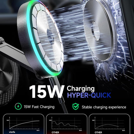 15W Magnetic Wireless Car Mount Charger with 360° Adjustment