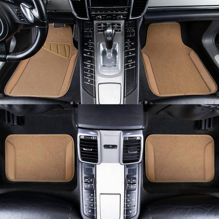 DriveForge ForjaRuta CAR PASS Beige Leather & Waterproof Car Carpet Floor Mats — Auto & Moto