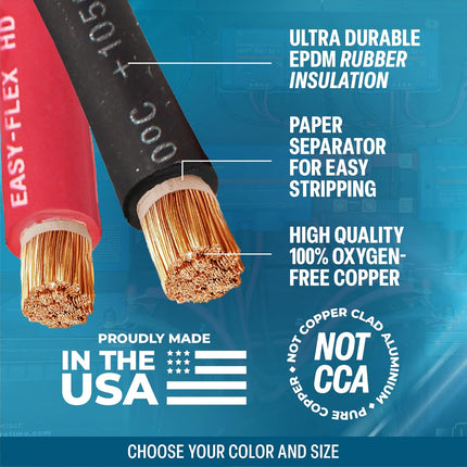 DriveForge ForjaRuta TEMCo 4 Gauge AWG 25 Ft Black + 25 Ft Red Flexible Pure Copper Made in USA — Auto & Moto