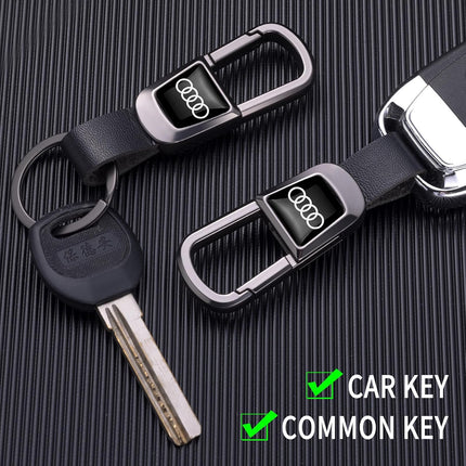 Black Braided Leather Car Keychain Key Ring