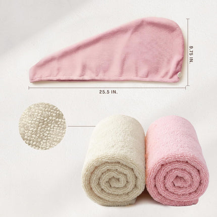 Microfiber Hair Towel Wrap for Women - Quick Dry Turban, Pink & Beige