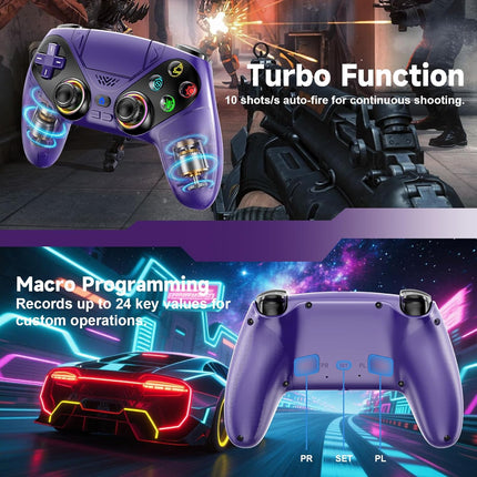 Purple Wireless Game Controller for Console and PC