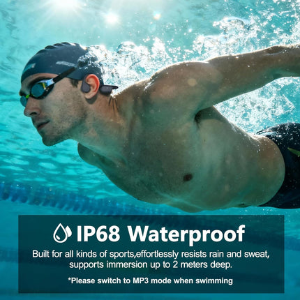 Gray IPX8 Waterproof Open-Ear Bone Conduction Headphones