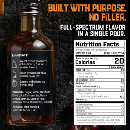Aged and Charred Old Fashioned Mix Syrup for 32 Cocktails