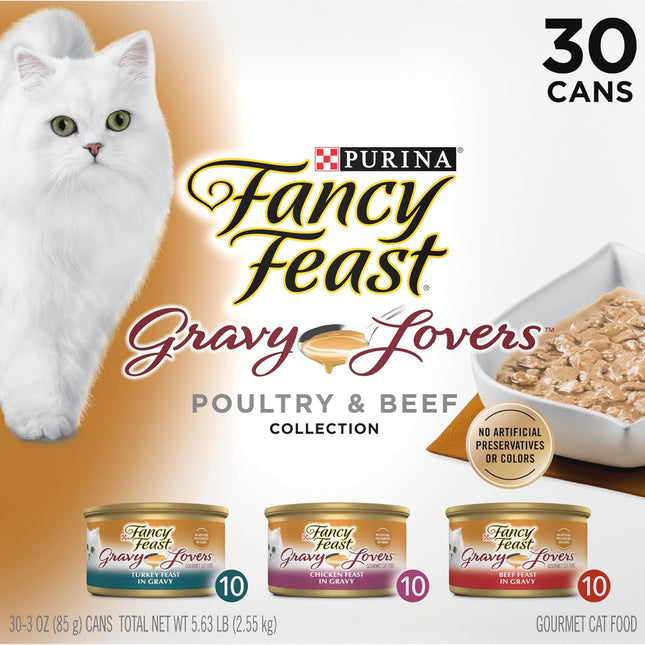 Gravy Lovers Poultry & Beef Grilled Wet Cat Food Variety Pack, 30 Cans