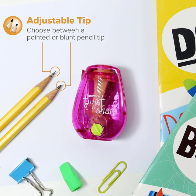 Twist-n-Sharp Handheld Pencil Sharpener for Kids & Colored Pencils, Assorted Colors