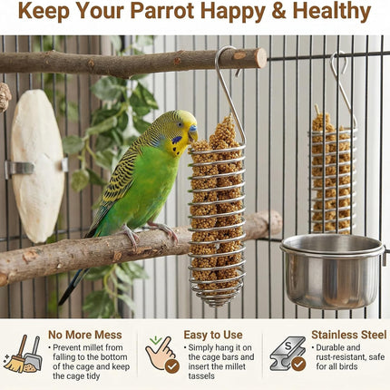 2-Piece Millet Spray Holder for Bird Cages