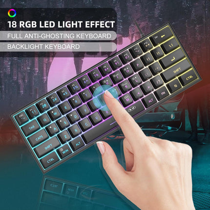Mini 60% RGB Gaming Keyboard, 61-Key Black