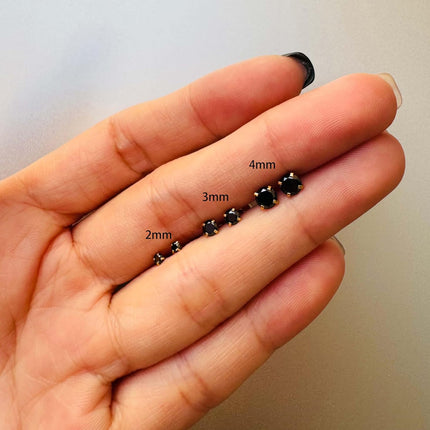 3 Pairs CZ Flat Screw Back Stud Earrings