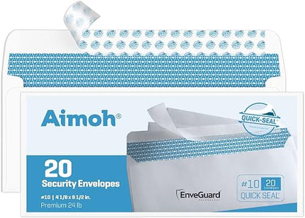 #10 Security Tinted Self Seal Envelopes | No Window, 4⅛ x 9½", White, 24 LB