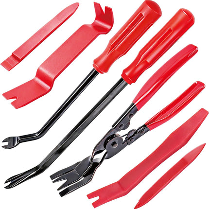 7-Piece Car Trim Removal Tool Kit with Plastic Pry Tool and Fastener Clip Pliers
