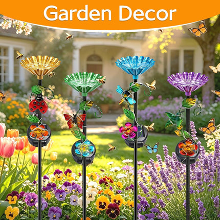 Solar Hummingbird Feeder with LED Garden Light