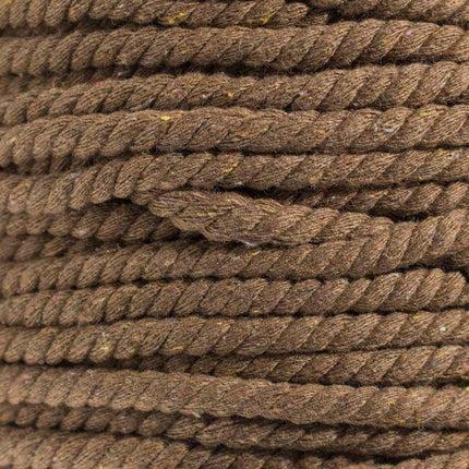 Super Soft 3 Strand Twisted Cotton Rope - Brown, 1/4 Inch x 10 Feet