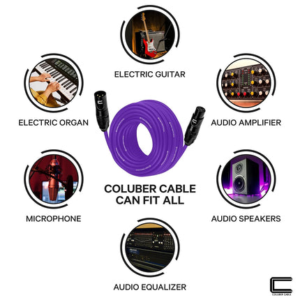 Balanced XLR Cable Male to Female - 20 Feet Purple