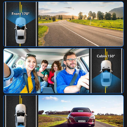 1080P 3-Channel Dash Cam with Front, Rear and Inside Recording