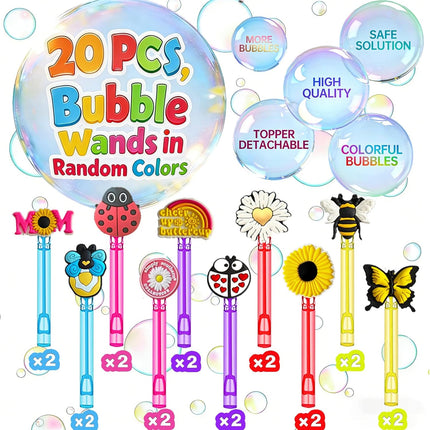 20-Pack Insect & Garden-Themed Bubble Wands - Assorted Designs