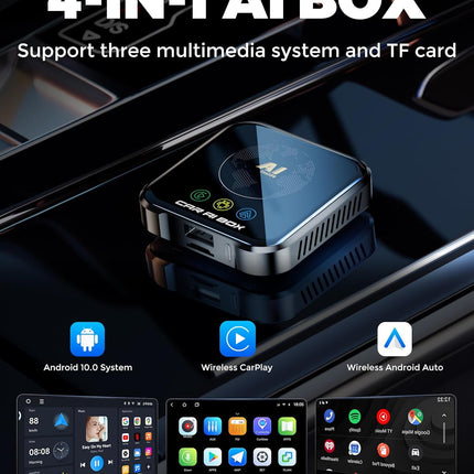 Magic AI Box Wireless CarPlay Adapter, Plug & Play Car Video Box for OEM Wired CarPlay/Android Auto Cars, Glossy Black