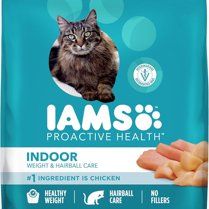 Indoor Weight Control & Hairball Care Adult Dry Cat Food with Chicken & Turkey, 22 lb Bag