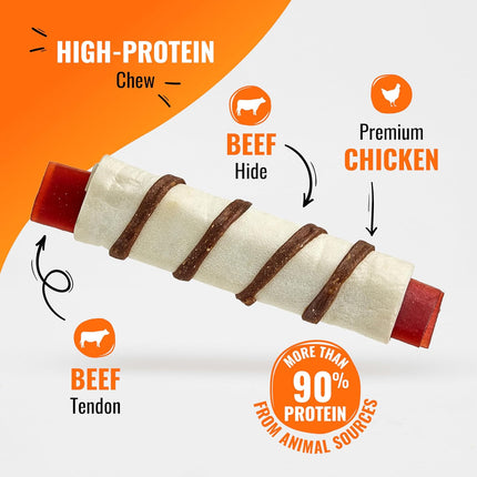 Triple Flavor Beef Tendon Wraps for Adult Dogs, 8 Count