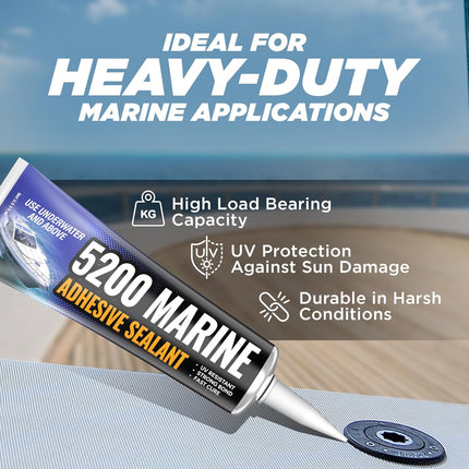 Black 5200 Fast Cure Marine Adhesive Sealant, 3 oz