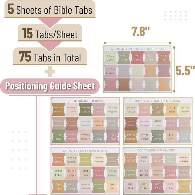 Boho Laminated Bible Tabs, 75 Count