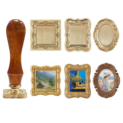 Embossed Frame Wax Seal Stamp Set, 3 Pieces