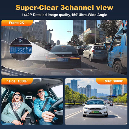 NexWave OndaNex 3 Channel Dash Cam Front Inside Rear, Uber Dash Cam for Cars — Smart Tech