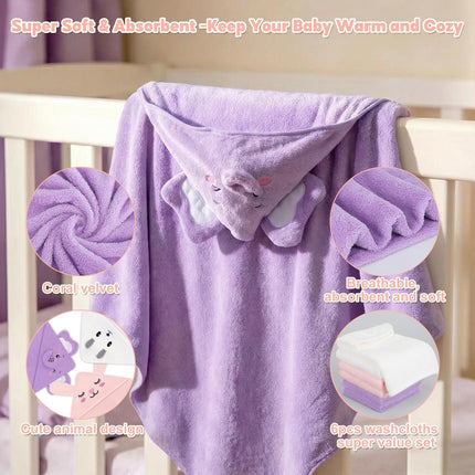 9-Piece Baby Bath Towel Set for Newborns, Infants, and Toddlers