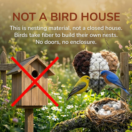 AuraHaus CasaAura Alpaca Fiber Bird Nesting Heart, Refillable Nesting Material Accessory — Home Decor & Ambiance