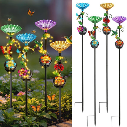 Solar Hummingbird Feeder with LED Garden Light