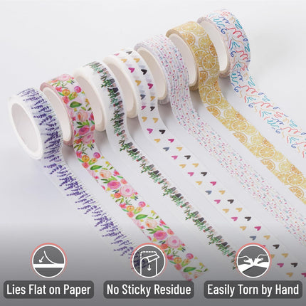 Floral Washi Tape Set, 21 Rolls, Assorted Sizes