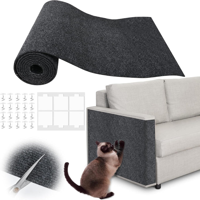 Dark Gray Trimmable Self-Adhesive Cat Scratch Pad - 78.7 x 15.8 in