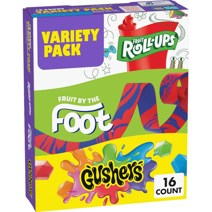 Fruit Flavored Snacks Variety Pack, Gluten Free, 16 Pouches, 10.2 oz