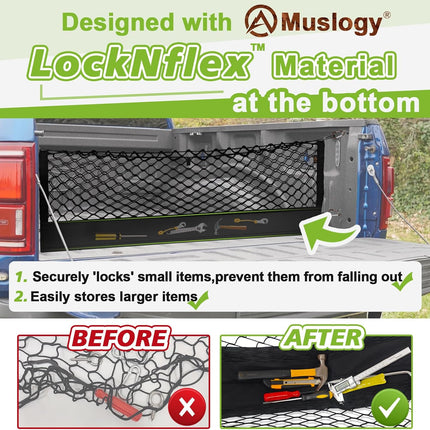 Truck Bed Cargo Net Trunk Netting with Heavy Duty Carabiners