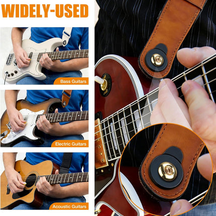 8PCS Rubber Guitar Strap Locks, Black Anti-Slip & Noise-Free Strap Retainers Quick Fit, Tool-Free Installation, Soft Lightweight Strap Buttons