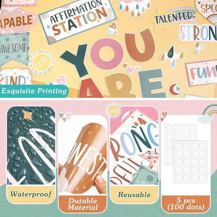 45-Piece Boho Affirmation Station Bulletin Board Set