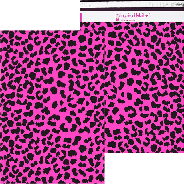 Large Hot Pink Cheetah Poly Mailers 14.5 x 19, 50 Pack