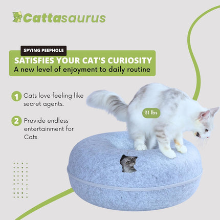 Jumbo Light Gray 3-in-1 Peekaboo Cat Cave Donut Bed