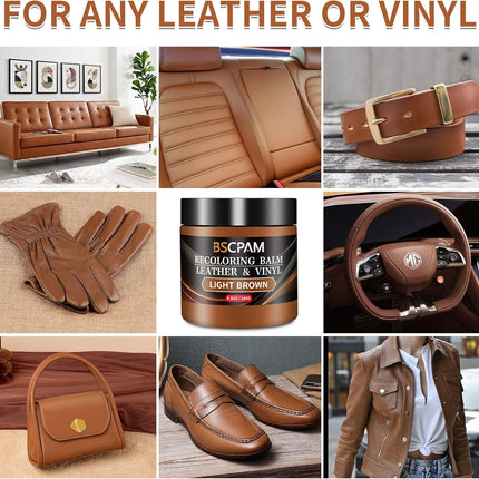 Light Brown Leather Recoloring Balm for Furniture and Car Interiors