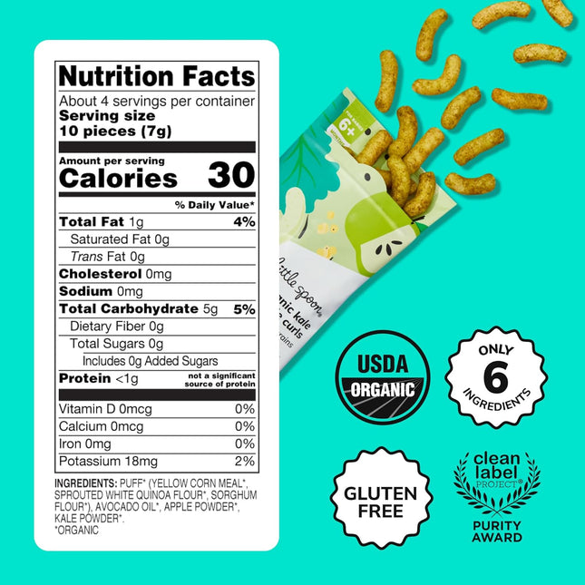 Kale Apple Meltable Baby Puffs, No Added Sugar, 4 Pack