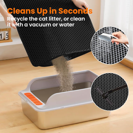 Black Double Layer Honeycomb Cat Litter Mat, 24 x 18 Inches
