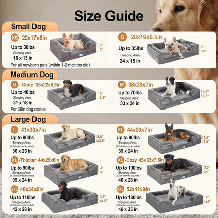 Orthopedic Memory Foam Pet Sofa Bed, 44-Inch Gray