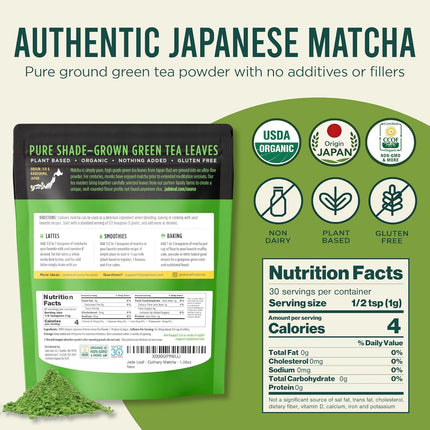 Organic Culinary Grade Japanese Matcha Powder, 30g