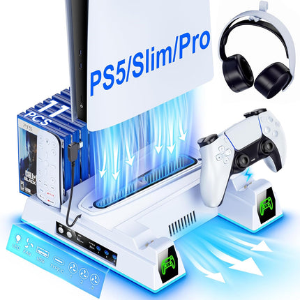 TerraBound TierraRumbo Svetaecho PS5/Slim/Pro Stand and Turbo Cooling Station with Controller — Outdoor & Adventure